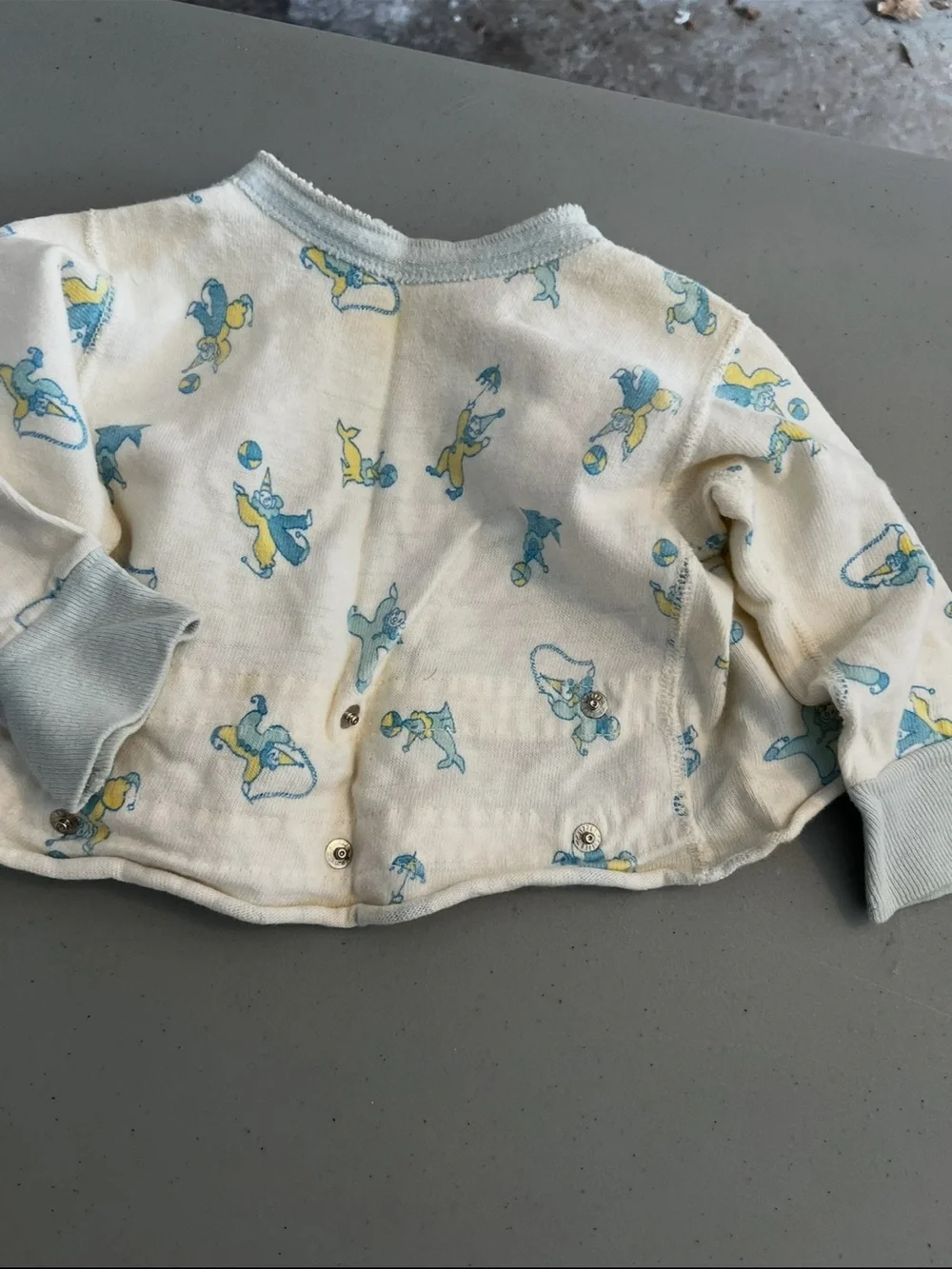 Sears Sage Green Kids Footie Romper with Puppy Applique